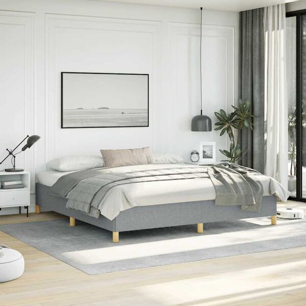 vidaXL Cadre de lit gris clair 193x203 cm tissu