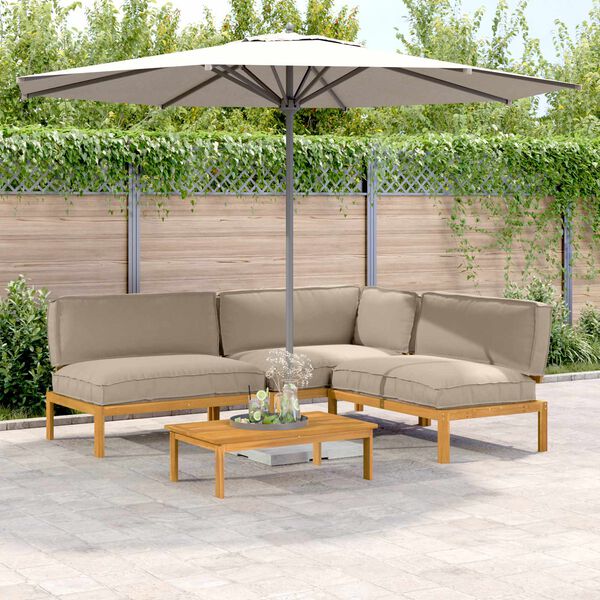 vidaXL Ensemble de Canap&eacute;s Uni 4 pcs Taupe Bois d'Acacia Massif