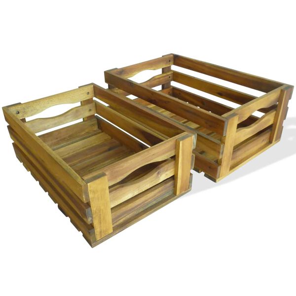 vidaXL Caisse &agrave; pommes 2 pcs Bois d'acacia massif