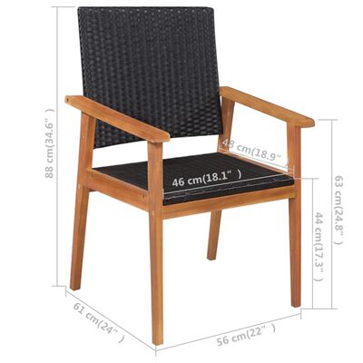 vidaXL Mobilier à dîner de jardin 5 pcs Résine tressée Noir et marron