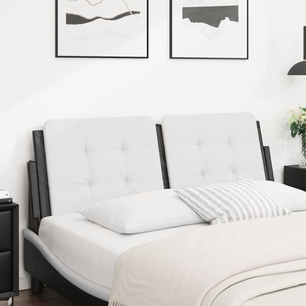 vidaXL Coussin de tête de lit Zadar blanc et noir 137 cm similicuir