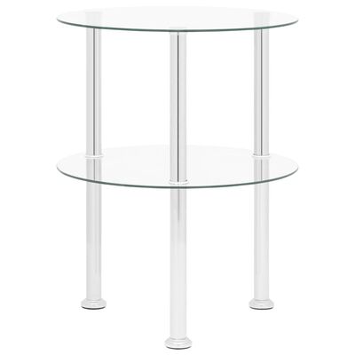 vidaXL Table d'appoint 2 niveaux Transparent 38 cm Verre trempé