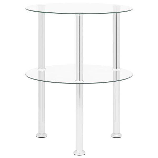 vidaXL Table d'appoint 2 niveaux Transparent 38 cm Verre tremp&eacute;