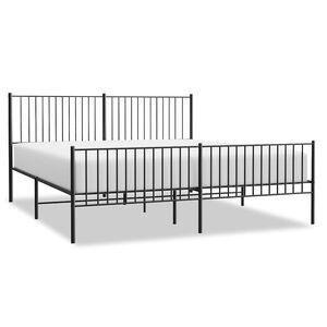vidaXL Cadre de lit métal sans matelas avec pied de lit noir 193x203cm