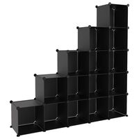 vidaXL Cubes de rangement 15 pcs Noir PP