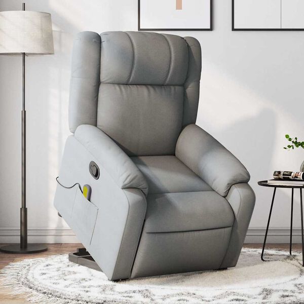 vidaXL Fauteuil inclinable de massage gris clair tissu