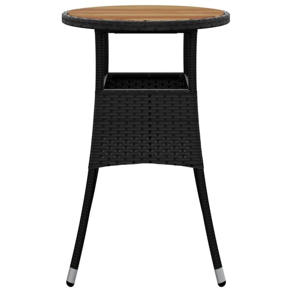 vidaXL Table de jardin &Oslash;60x75 cm Acacia et r&eacute;sine tress&eacute;e Noir