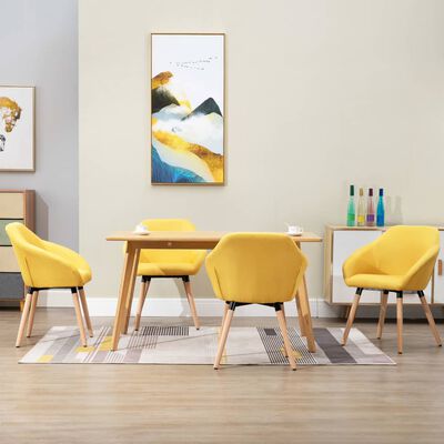 vidaXL Chaises à manger lot de 4 jaune tissu