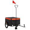 vidaXL Remorque de v&eacute;lo noir et orange 45 kg fer