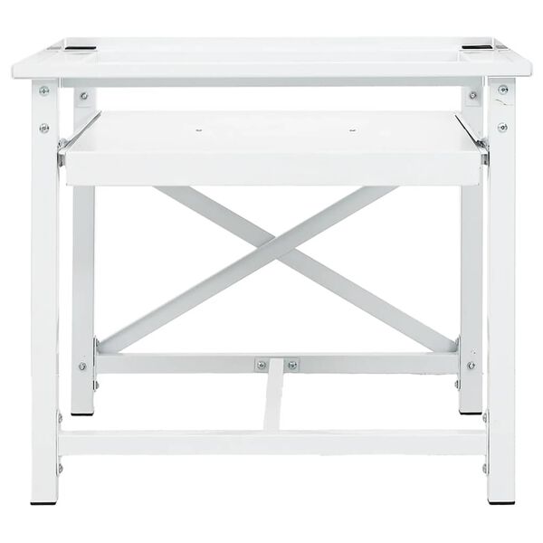 vidaXL Socle pour machine &agrave; laver avec &eacute;tag&egrave;re coulissante Blanc