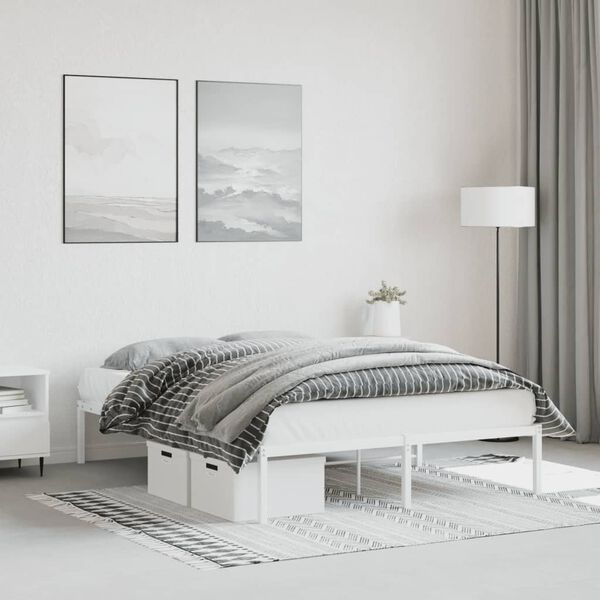 vidaXL Cadre de lit métal sans matelas blanc 140x200 cm