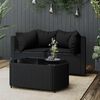 vidaXL Salon de jardin 3 pcs avec coussins Noir R&eacute;sine tress&eacute;e
