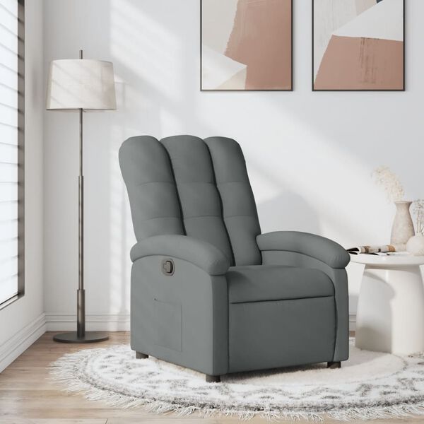 vidaXL Fauteuil inclinable en tissu gris fonc&eacute;