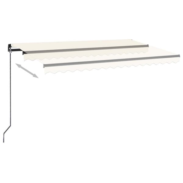 vidaXL Auvent manuel r&eacute;tractable avec LED 400x300 cm Cr&egrave;me