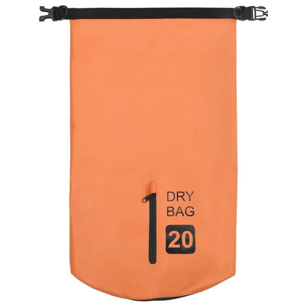 vidaXL Sac sec avec fermeture &eacute;clair Orange 20 L PVC