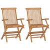 vidaXL Chaises de jardin avec coussins gris lot de 2 Bois teck massif