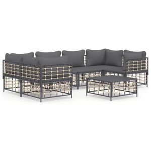 vidaXL Salon de jardin 7 pcs avec coussins anthracite r&eacute;sine tress&eacute;e