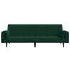 vidaXL Canapé-lit à 2 places avec deux oreillers Vert foncé Velours