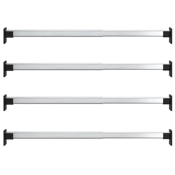 vidaXL Rails de garde-robe t&eacute;lescopiques 4 pcs Argent&eacute; 58-100 cm