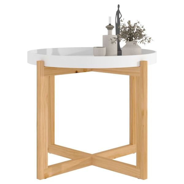 vidaXL Table basse Blanc 53x53x43,5 cm Bois d'ingénierie et pin massif