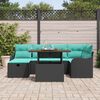 vidaXL Ensemble de canap&eacute; de jardin avec coussin 7 pcs Noir polyrotin