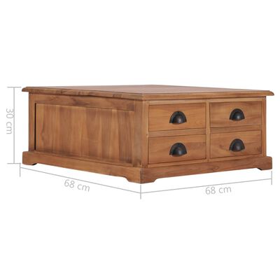 vidaXL Table basse 68x68x30 cm Bois de teck solide