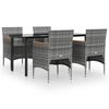 vidaXL Ensemble &agrave; manger de jardin et coussins 5pcs Gris/noir