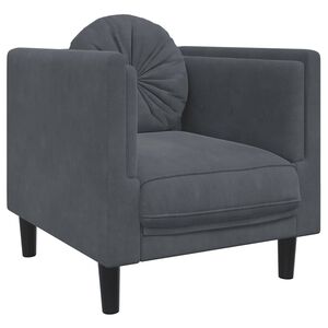 vidaXL Fauteuil avec coussin gris fonc&eacute; velours