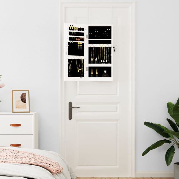 vidaXL Armoire &agrave; bijoux avec miroir murale blanc 30x8,5x67 cm