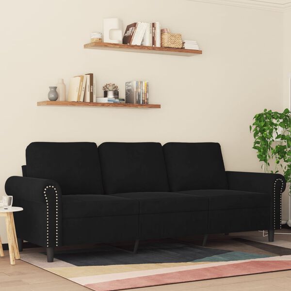 vidaXL Canap&eacute; &agrave; 3 places Noir 180 cm Velours