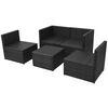 vidaXL Salon de jardin 5 pcs avec coussins r&eacute;sine tress&eacute;e noir