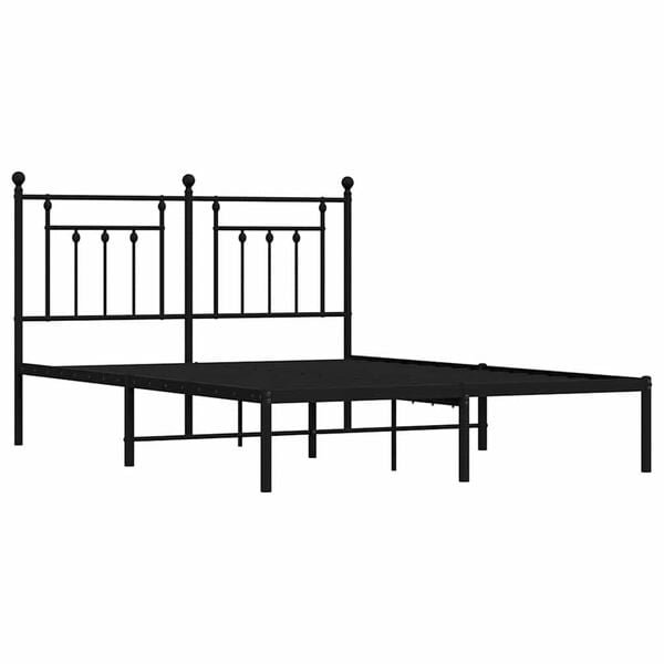 vidaXL Cadre de lit m&eacute;tal sans matelas avec t&ecirc;te de lit noir 150x200cm