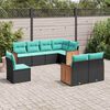 vidaXL Salon de jardin 8 pcs avec coussins noir r&eacute;sine tress&eacute;e