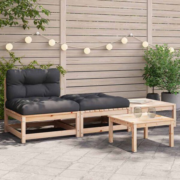 vidaXL Canap&eacute; de jardin sans accoudoirs avec coussins et repose-pieds