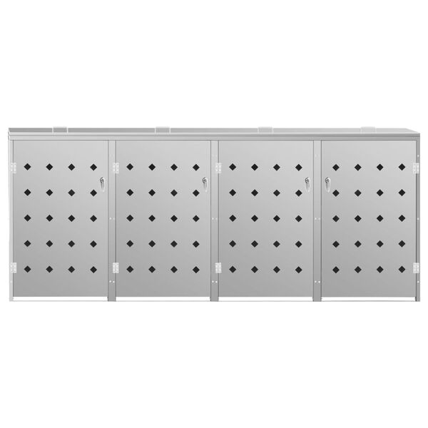 vidaXL Abri de poubelle quadruple sur roulettes 240 L Acier inoxydable