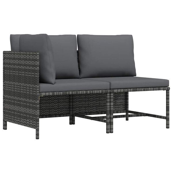 vidaXL Salon de jardin 2 pcs avec coussins Gris R&eacute;sine tress&eacute;e