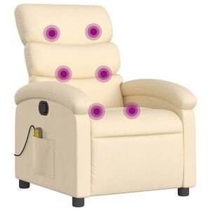 vidaXL Fauteuil inclinable de massage crème tissu