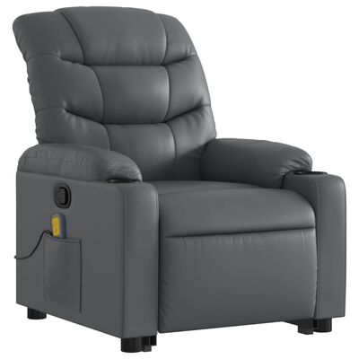 vidaXL Fauteuil inclinable de massage gris similicuir