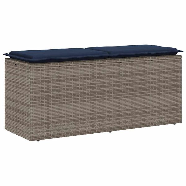 vidaXL Banc de jardin avec coussin gris 110x40x44 cm résine tressée
