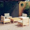 vidaXL Salon de jardin 5 pcs avec coussins cr&egrave;me bois de pin