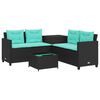 vidaXL Canap&eacute; de jardin avec table et coussins en forme de L noir