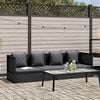 vidaXL Lit de jardin avec coussin et oreiller R&eacute;sine tress&eacute;e Noir
