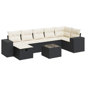 vidaXL Salon de jardin 7 pcs avec coussins noir r&eacute;sine tress&eacute;e