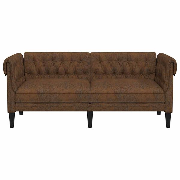 vidaXL Canap&eacute; Chesterfield 2 places marron tissu