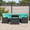 vidaXL Ensemble de canap&eacute; de jardin avec coussin 7 pcs Noir Poly rotin