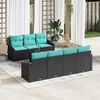 vidaXL Ensemble de Canap&eacute;s 8 pcs Noir et turquoise polyrotin