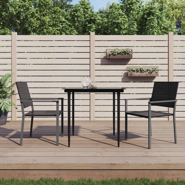 vidaXL Ensemble &agrave; manger de jardin 3 pcs r&eacute;sine tress&eacute;e acier