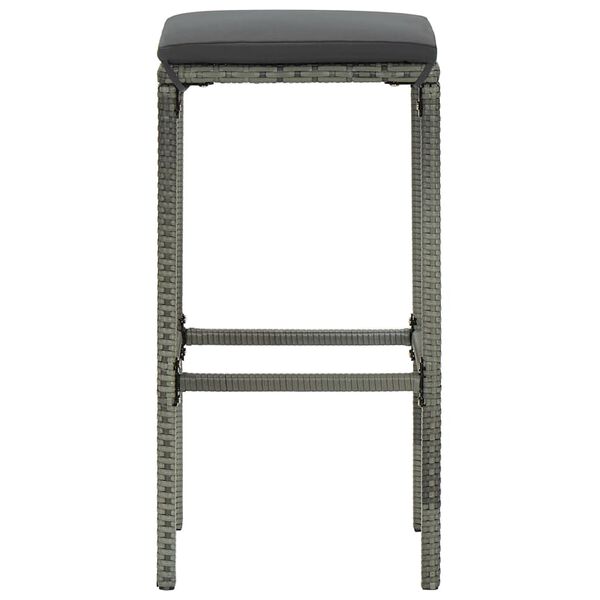 vidaXL Tabourets de bar avec coussins lot de 2 gris résine tressée