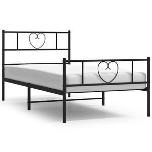 vidaXL Cadre de lit m&eacute;tal sans matelas avec pied de lit noir 100x190cm