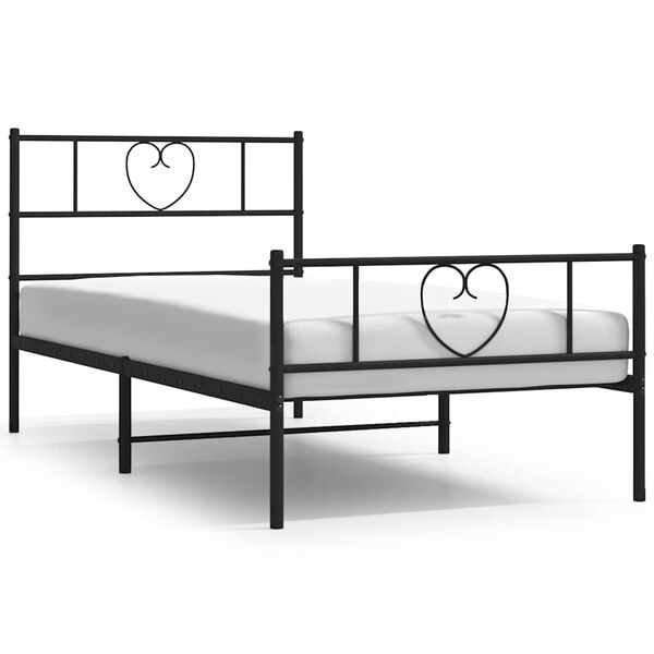 vidaXL Cadre de lit m&eacute;tal sans matelas avec pied de lit noir 100x190cm